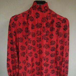 Vintage 80’s PENDLETON Country Sophisticates Red & Black Mod Print Blouse US S